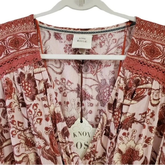 NWT Knox Rose Short Sleeve Wrap Maxi Dress Pink Floral Size Small - Picture 5 of 12